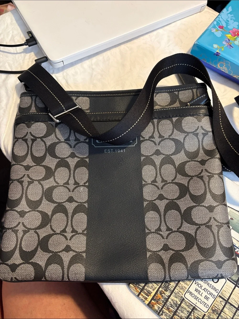 Coach Gray/Black Signature Crossbody Bag